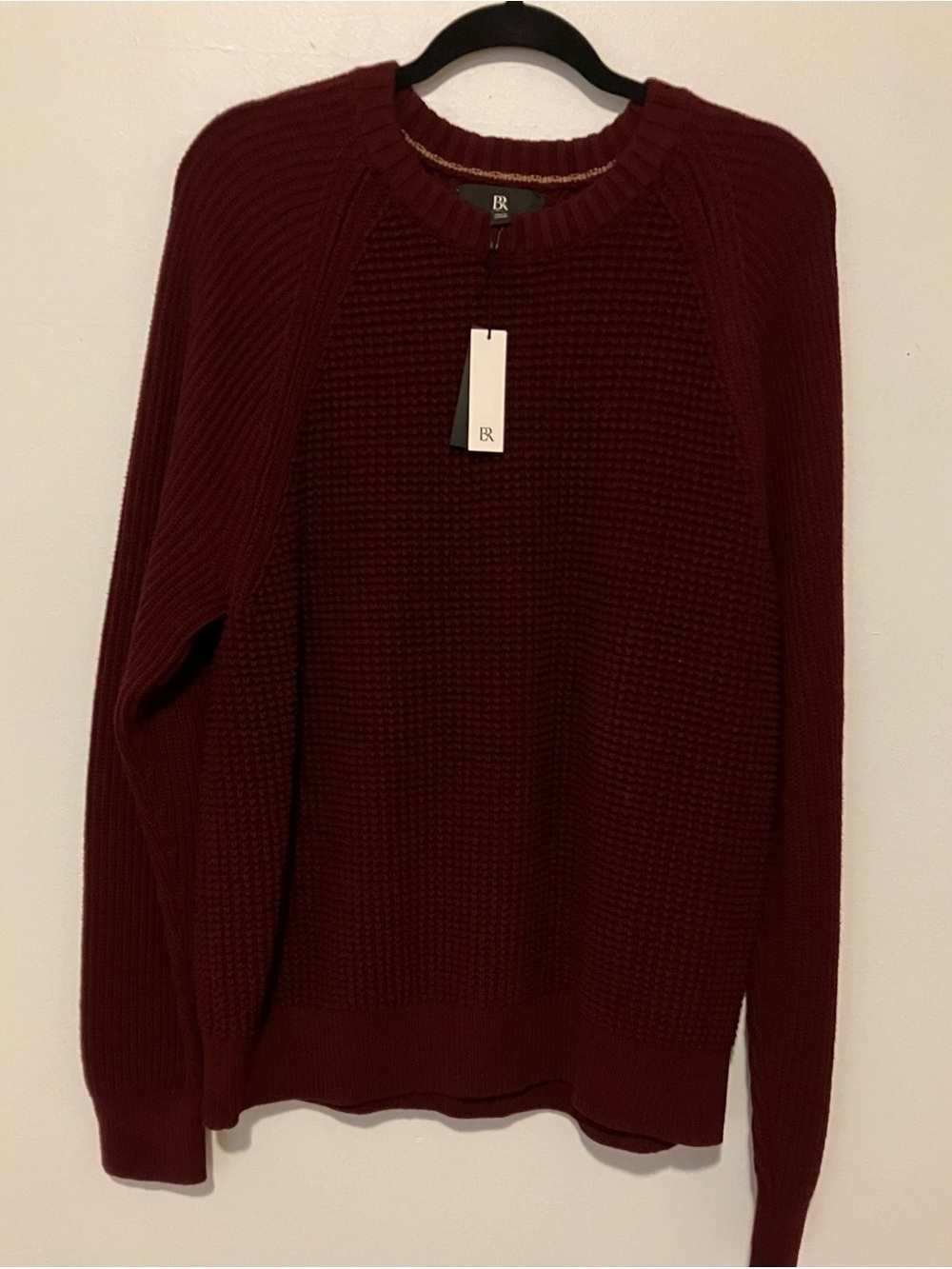 Banana Republic Deep Wine Waffle-Knit Crewneck Sweater NWT